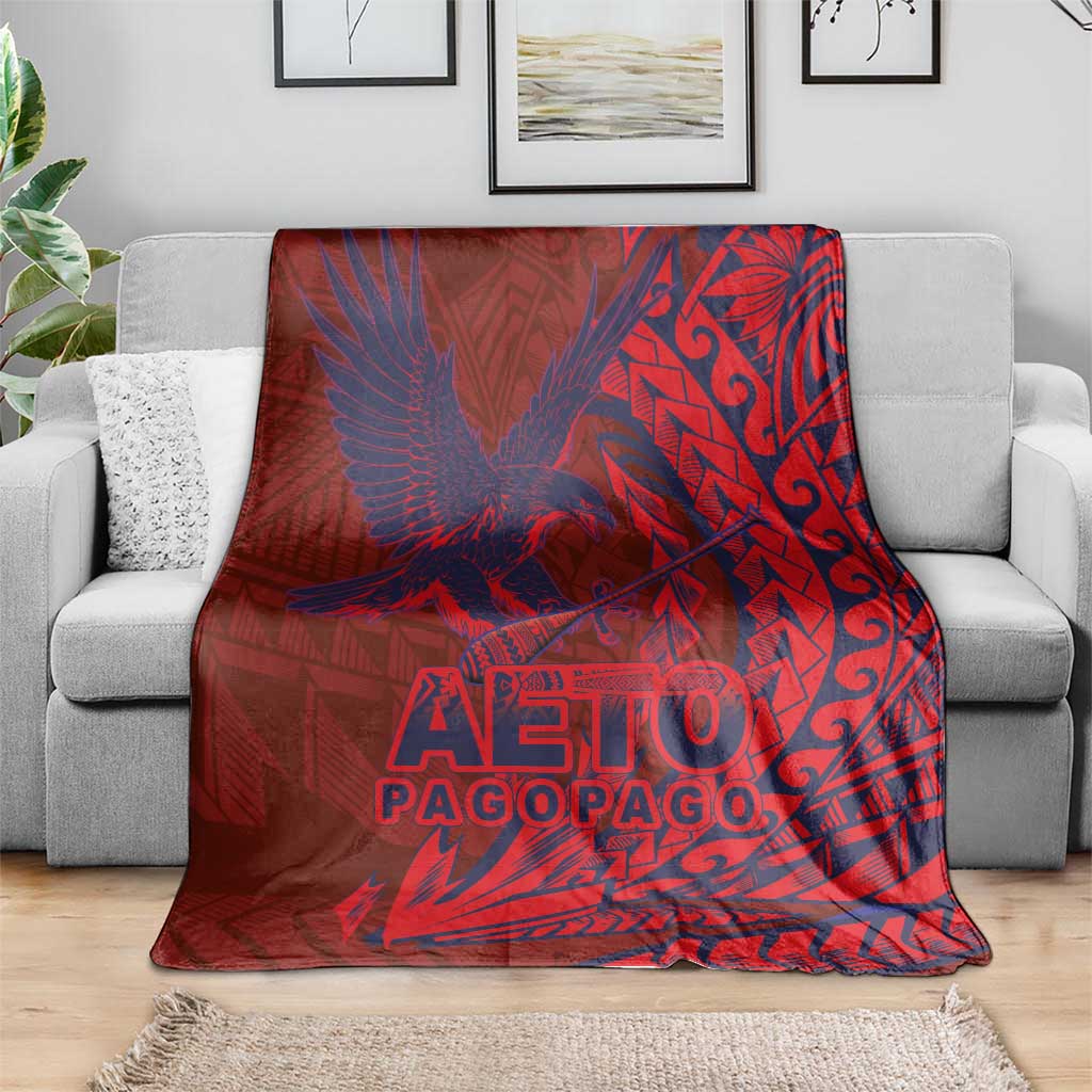 Samoa Pago Pago Aeto Blanket Wingstyle Red-Blue Color - Polynesian Pride