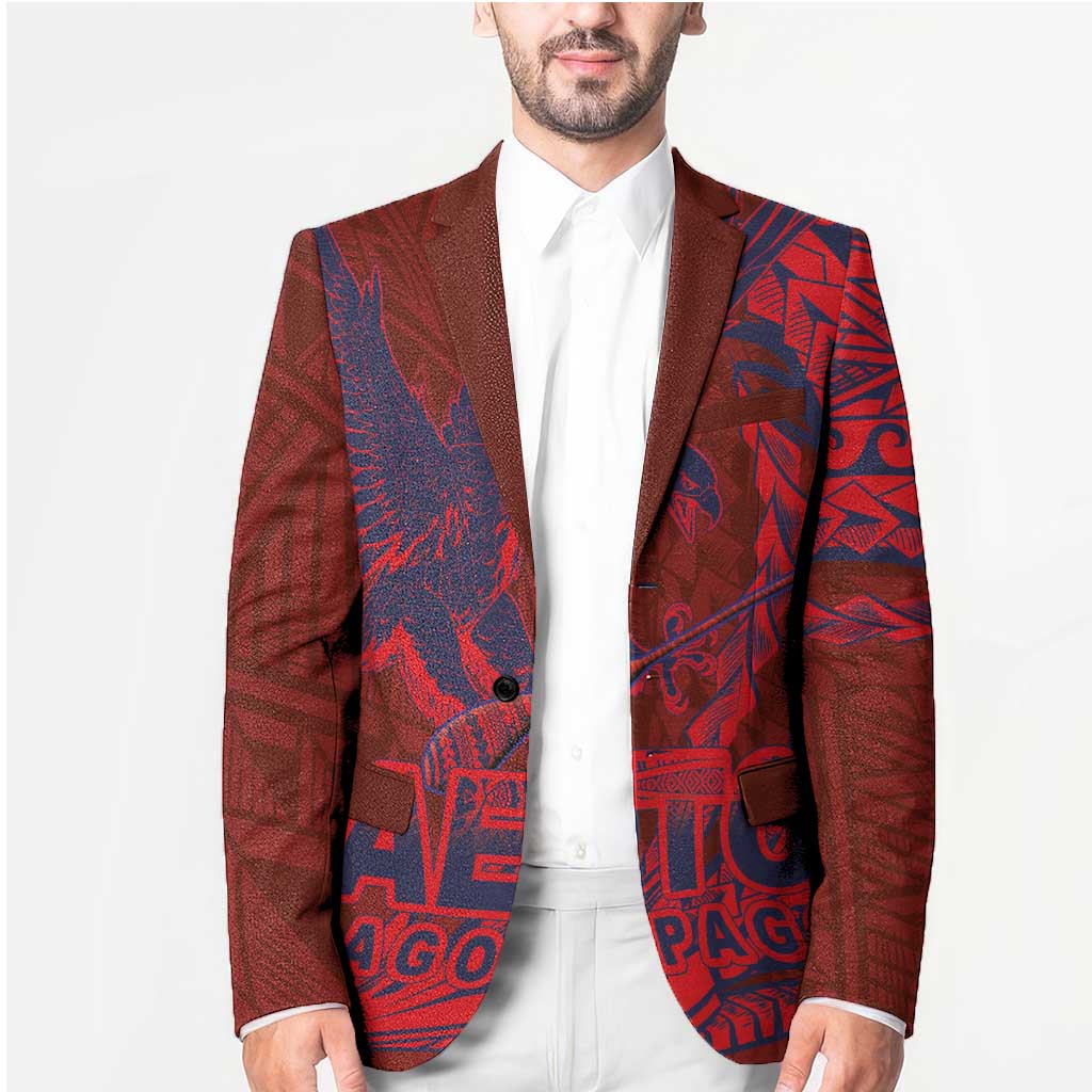 Samoa Pago Pago Aeto Blazer Wingstyle Red-Blue Color - Polynesian Pride