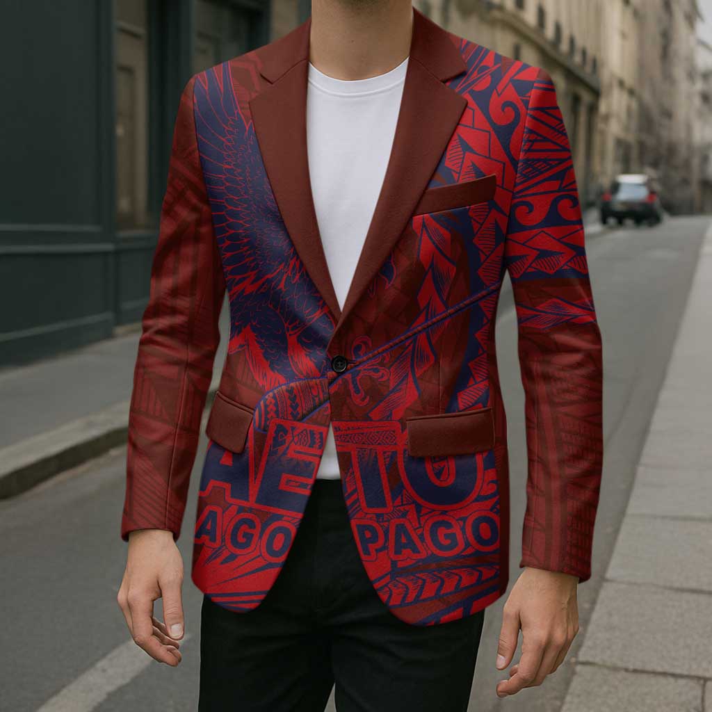 Samoa Pago Pago Aeto Blazer Wingstyle Red-Blue Color - Polynesian Pride
