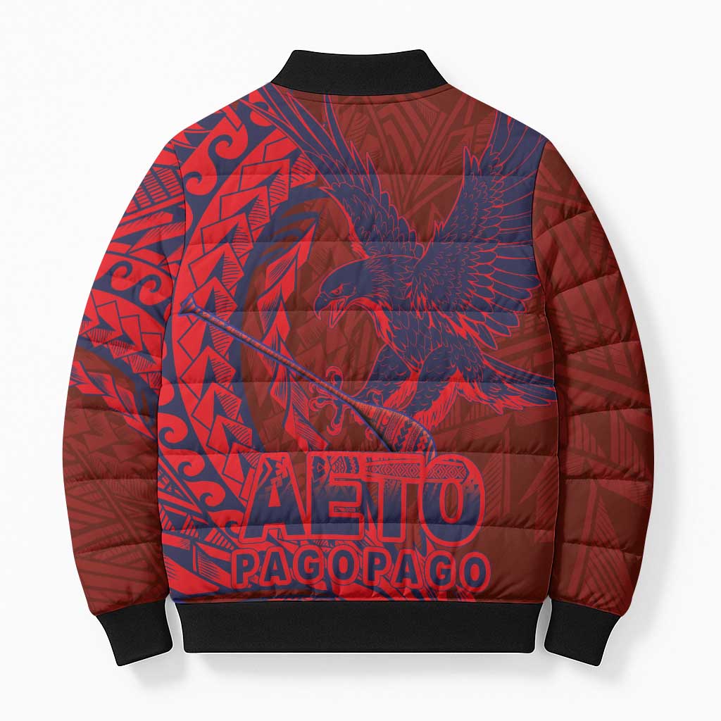 Samoa Pago Pago Aeto Bomber Puffer Jacket Wingstyle Red-Blue Color - Polynesian Pride