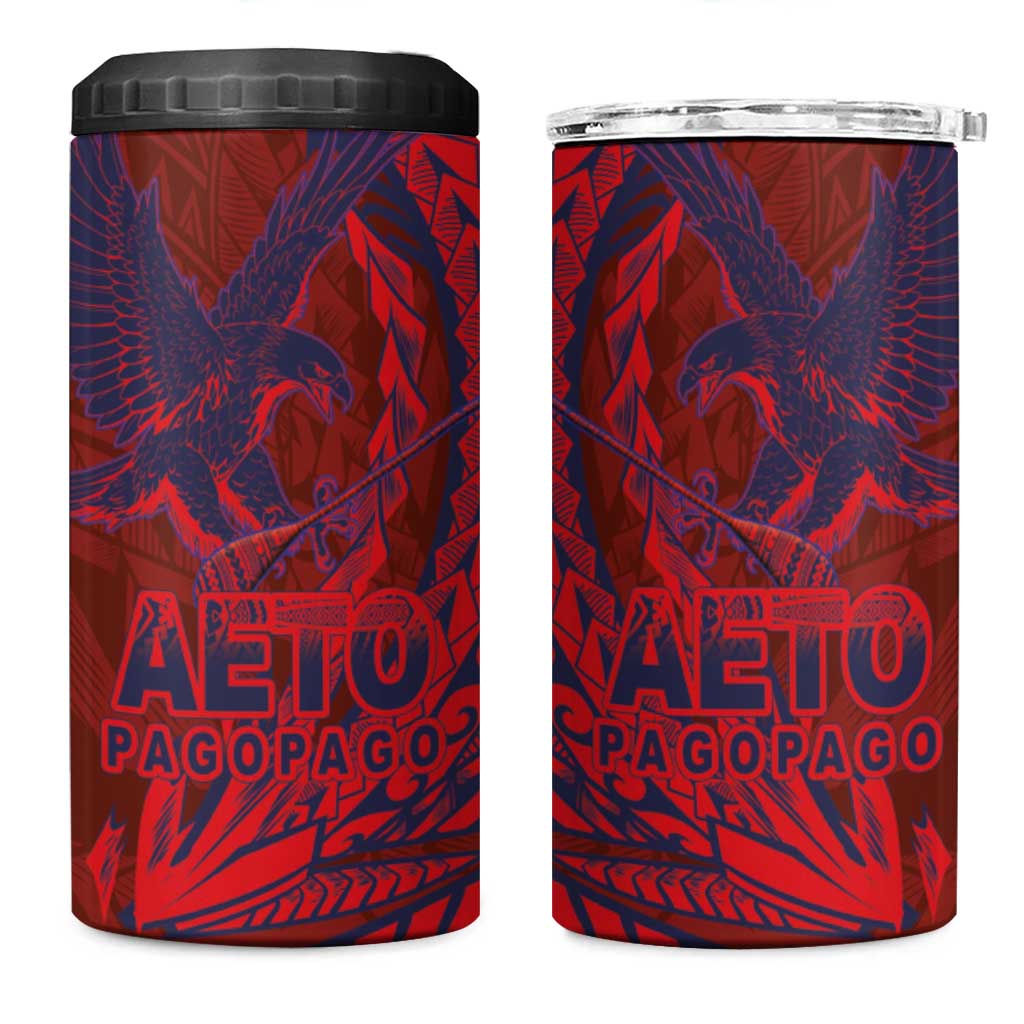 Samoa Pago Pago Aeto 4 in 1 Can Cooler Tumbler Wingstyle Red-Blue Color - Polynesian Pride