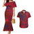 Samoa Pago Pago Aeto Couples Matching Mermaid Dress and Hawaiian Shirt Wingstyle Red-Blue Color - Polynesian Pride