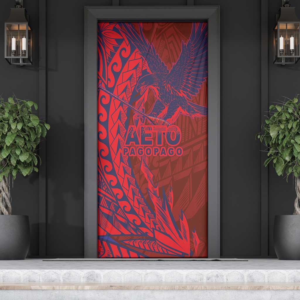 Samoa Pago Pago Aeto Door Cover Wingstyle Red-Blue Color - Polynesian Pride