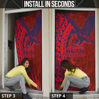 Samoa Pago Pago Aeto Door Cover Wingstyle Red-Blue Color - Polynesian Pride