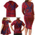 Samoa Pago Pago Aeto Family Matching Long Sleeve Bodycon Dress and Hawaiian Shirt Wingstyle Red-Blue Color - Polynesian Pride