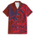 Samoa Pago Pago Aeto Family Matching Mermaid Dress and Hawaiian Shirt Wingstyle Red-Blue Color - Polynesian Pride