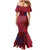 Samoa Pago Pago Aeto Family Matching Mermaid Dress and Hawaiian Shirt Wingstyle Red-Blue Color - Polynesian Pride
