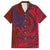 Samoa Pago Pago Aeto Family Matching Short Sleeve Bodycon Dress and Hawaiian Shirt Wingstyle Red-Blue Color - Polynesian Pride