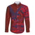 Samoa Pago Pago Aeto Family Matching Short Sleeve Bodycon Dress and Hawaiian Shirt Wingstyle Red-Blue Color - Polynesian Pride