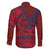 Samoa Pago Pago Aeto Family Matching Short Sleeve Bodycon Dress and Hawaiian Shirt Wingstyle Red-Blue Color - Polynesian Pride