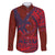 Samoa Pago Pago Aeto Family Matching Tank Maxi Dress and Hawaiian Shirt Wingstyle Red-Blue Color - Polynesian Pride