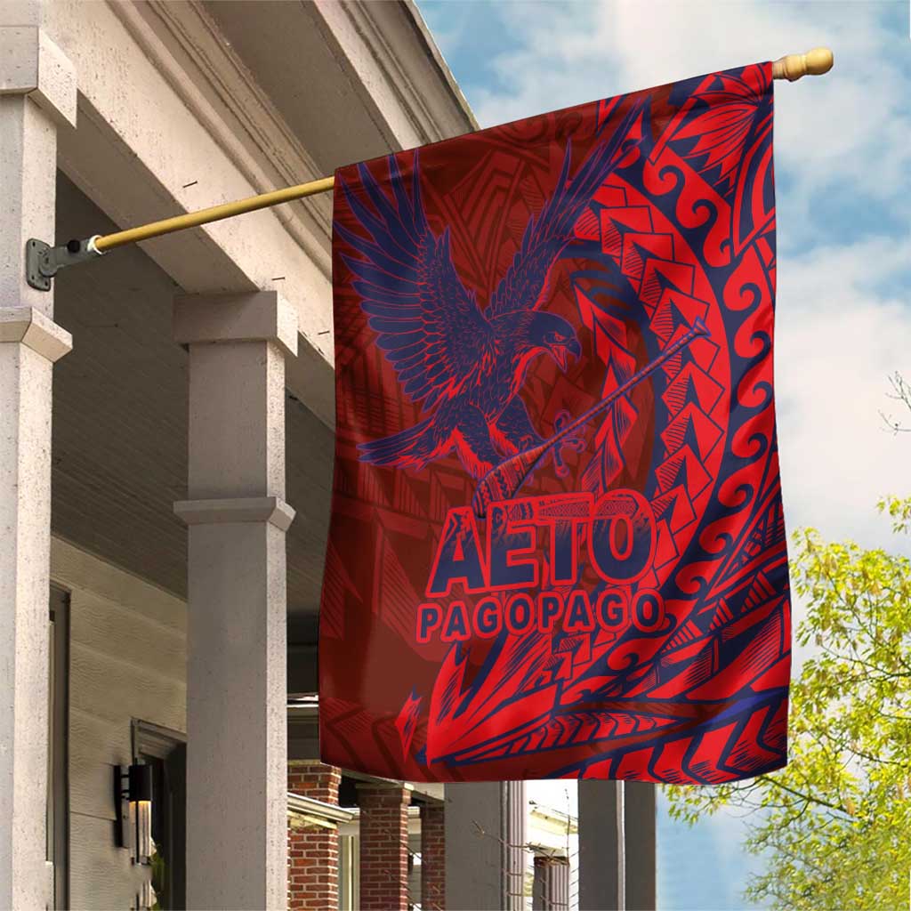 Samoa Pago Pago Aeto Garden Flag Wingstyle Red-Blue Color - Polynesian Pride