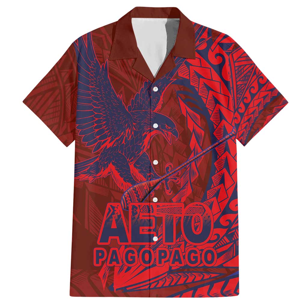 Samoa Pago Pago Aeto Hawaiian Shirt Wingstyle Red-Blue Color - Polynesian Pride