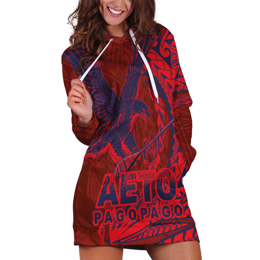 Samoa Pago Pago Aeto Hoodie Dress Wingstyle Red-Blue Color - Polynesian Pride
