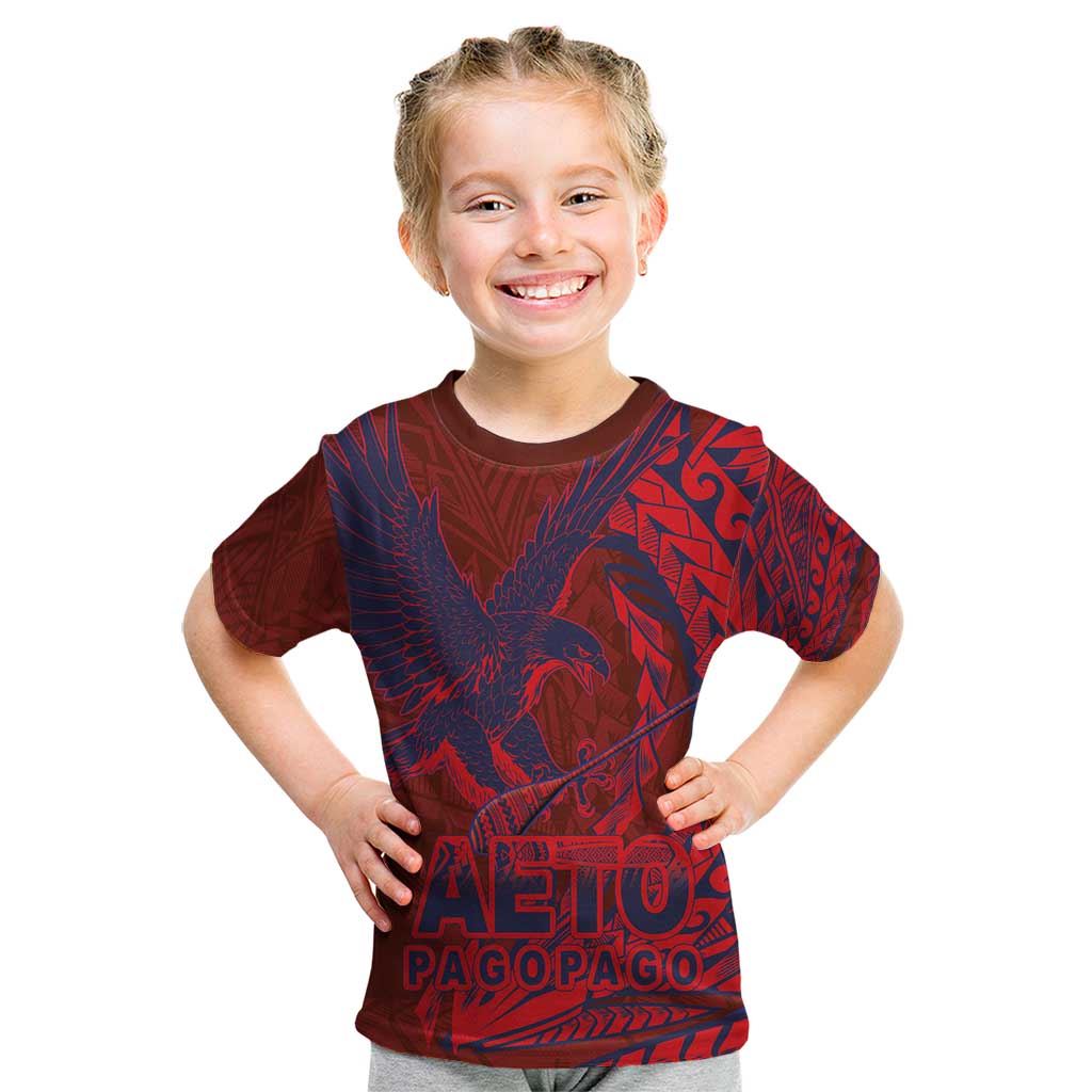 Samoa Pago Pago Aeto Kid T Shirt Wingstyle Red-Blue Color - Polynesian Pride