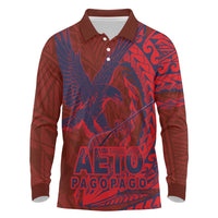 Samoa Pago Pago Aeto Long Sleeve Polo Shirt Wingstyle Red-Blue Color - Polynesian Pride