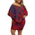 Samoa Pago Pago Aeto Off Shoulder Short Dress Wingstyle Red-Blue Color - Polynesian Pride