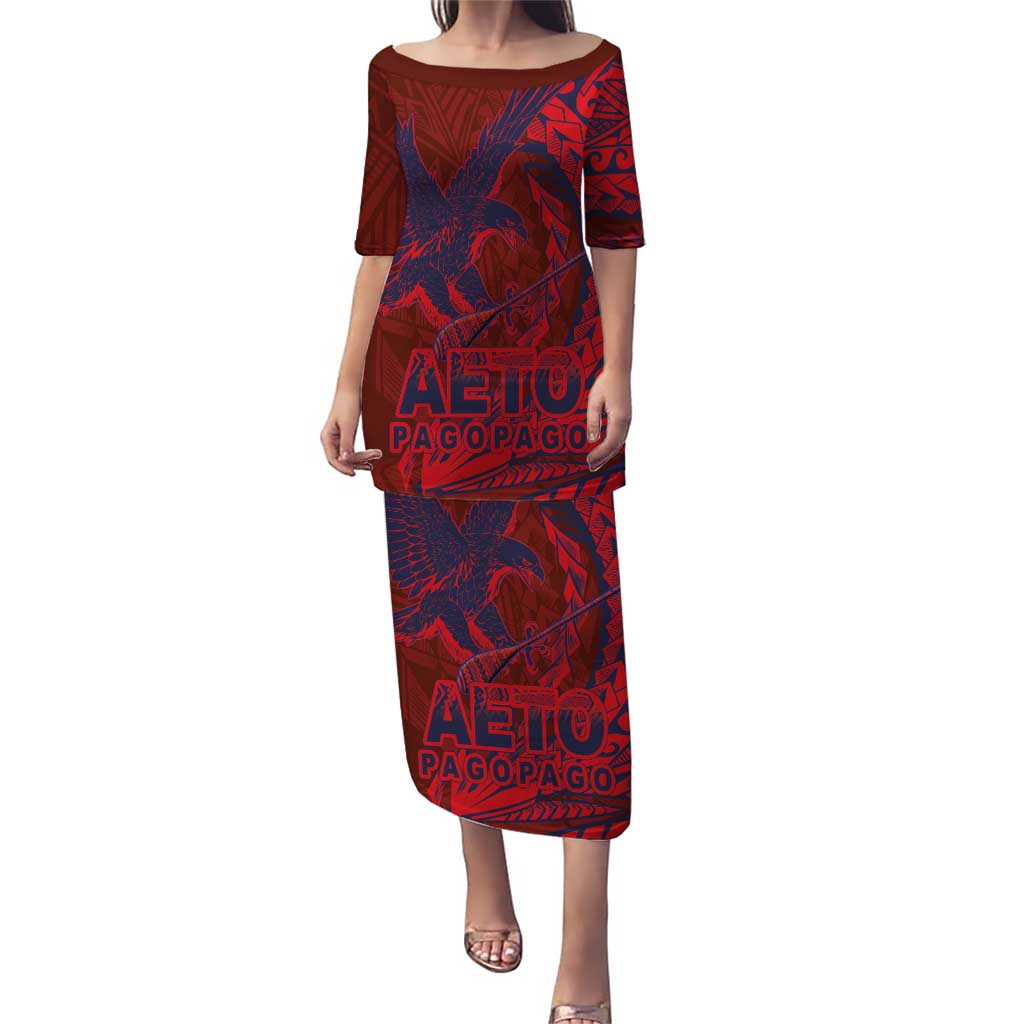 Samoa Pago Pago Aeto Puletasi Wingstyle Red-Blue Color - Polynesian Pride