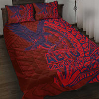Samoa Pago Pago Aeto Quilt Bed Set Wingstyle Red-Blue Color - Polynesian Pride