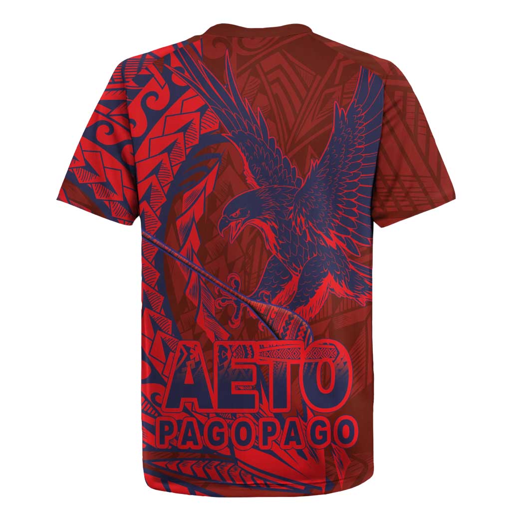 Samoa Pago Pago Aeto Rugby Jersey Wingstyle Red-Blue Color - Polynesian Pride