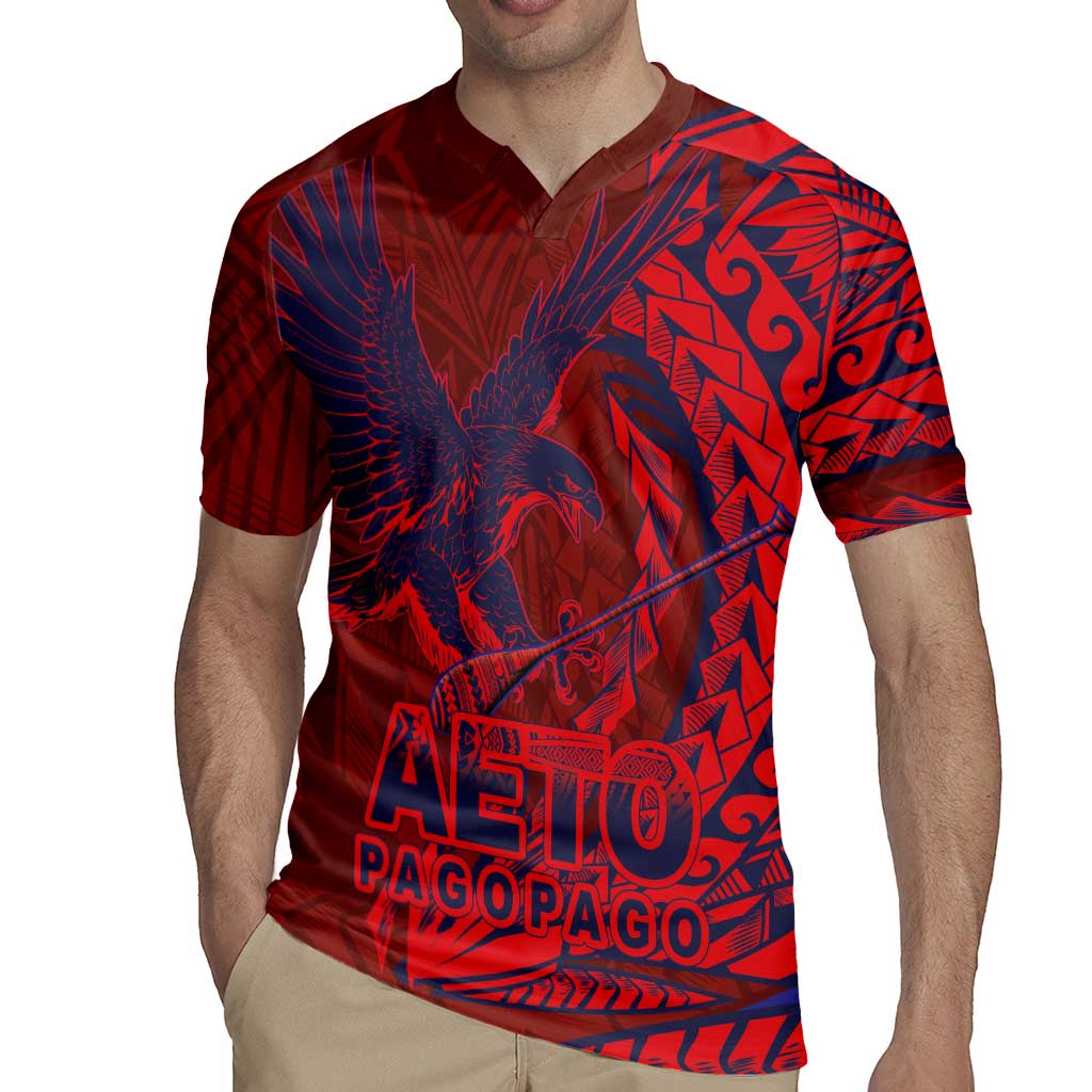 Samoa Pago Pago Aeto Rugby Jersey Wingstyle Red-Blue Color - Polynesian Pride