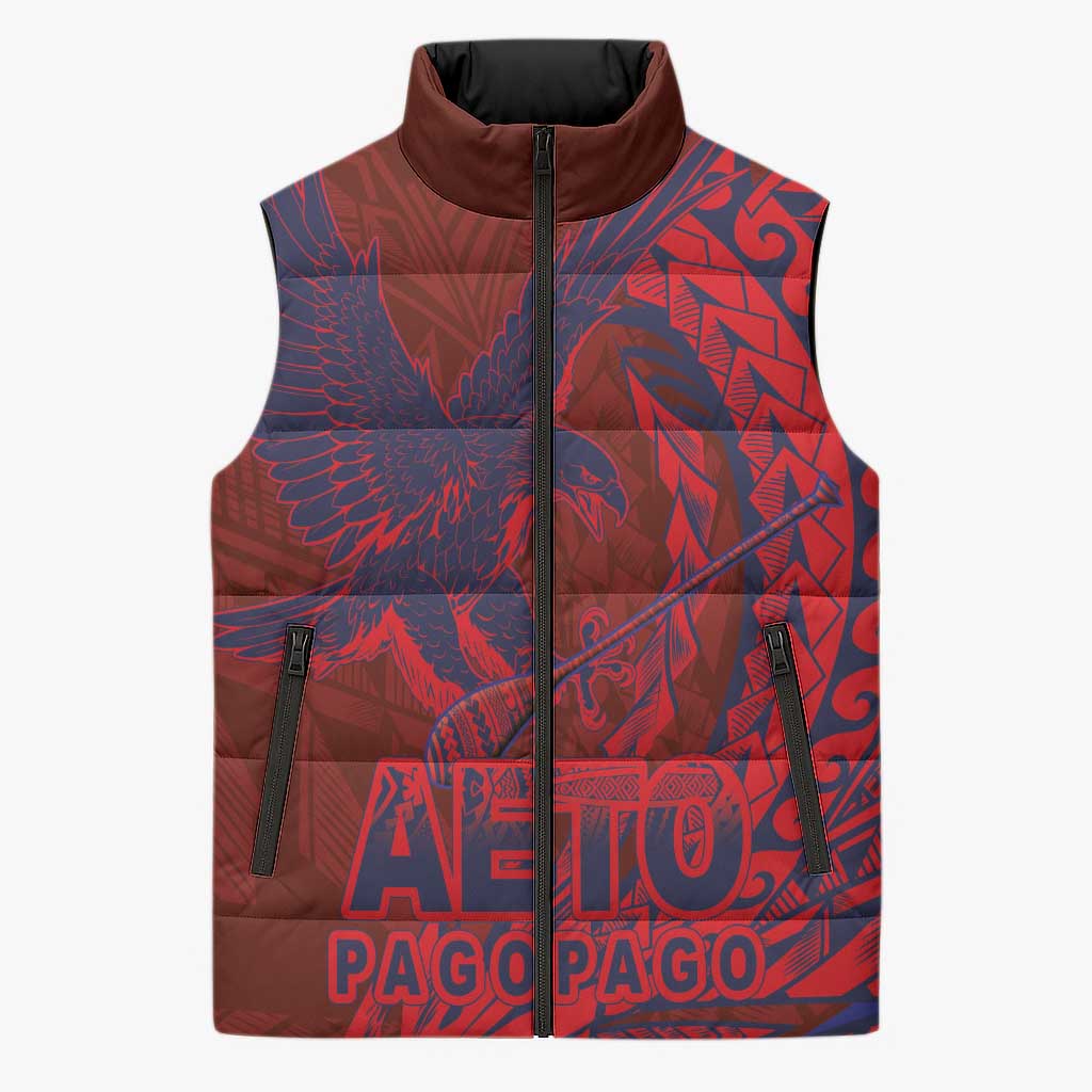 Samoa Pago Pago Aeto Sleeveless Puffer Jacket Wingstyle Red-Blue Color - Polynesian Pride