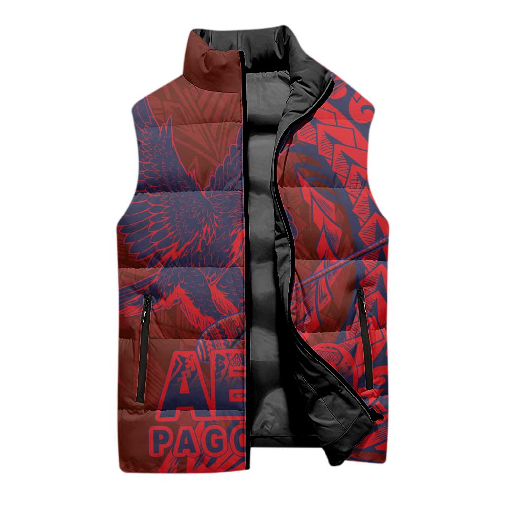 Samoa Pago Pago Aeto Sleeveless Puffer Jacket Wingstyle Red-Blue Color - Polynesian Pride