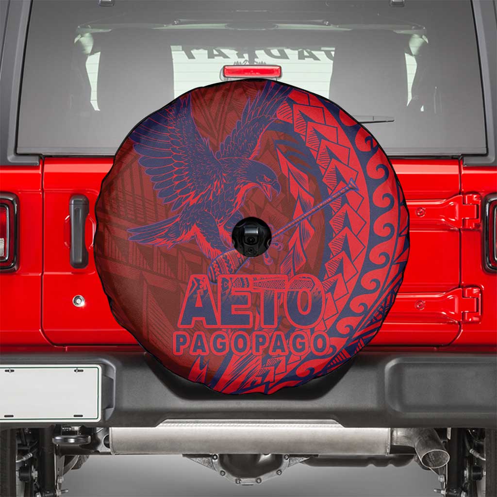 Samoa Pago Pago Aeto Spare Tire Cover Wingstyle Red-Blue Color - Polynesian Pride