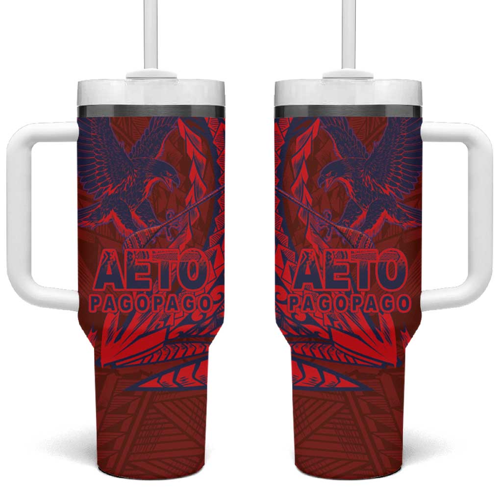 Samoa Pago Pago Aeto Tumbler With Handle Wingstyle Red-Blue Color - Polynesian Pride
