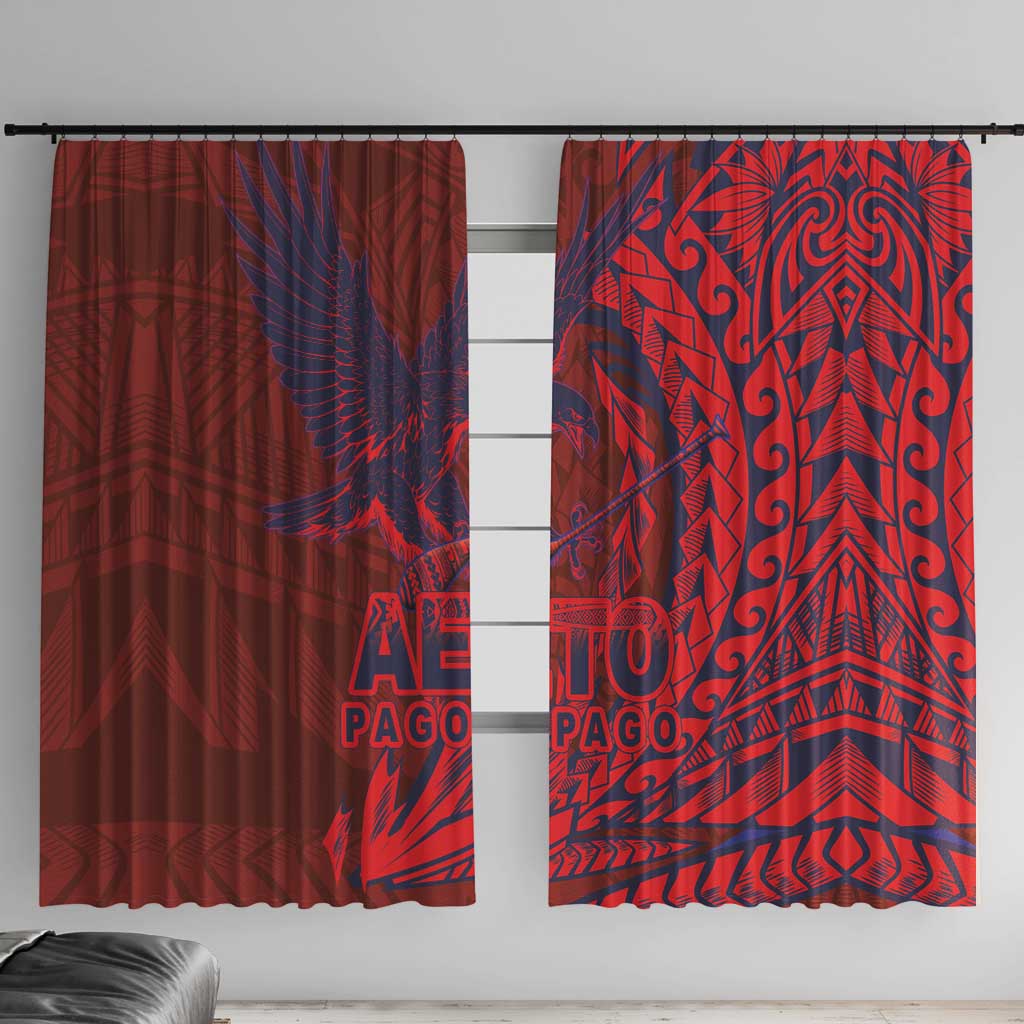 Samoa Pago Pago Aeto Window Curtain Wingstyle Red-Blue Color - Polynesian Pride