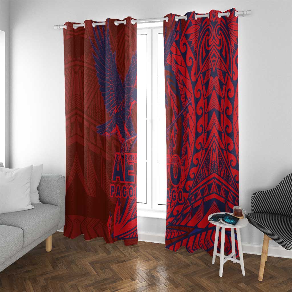 Samoa Pago Pago Aeto Window Curtain Wingstyle Red-Blue Color - Polynesian Pride