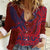 Samoa Pago Pago Aeto Women Casual Shirt Wingstyle Red-Blue Color - Polynesian Pride