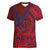 Samoa Pago Pago Aeto Women V-Neck T-Shirt Wingstyle Red-Blue Color - Polynesian Pride