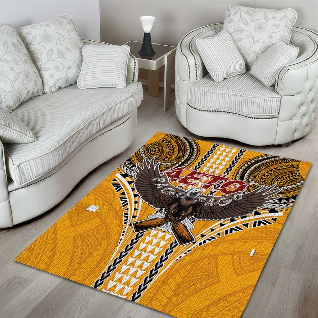 Samoa Pago Pago Aeto Area Rug Bald Eagle with Polynesian Art Tattoos - Polynesian Pride