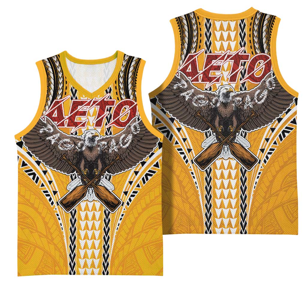 Samoa Pago Pago Aeto Basketball Jersey Bald Eagle with Polynesian Art Tattoos - Polynesian Pride
