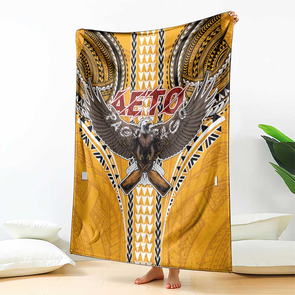 Samoa Pago Pago Aeto Blanket Bald Eagle with Polynesian Art Tattoos - Polynesian Pride