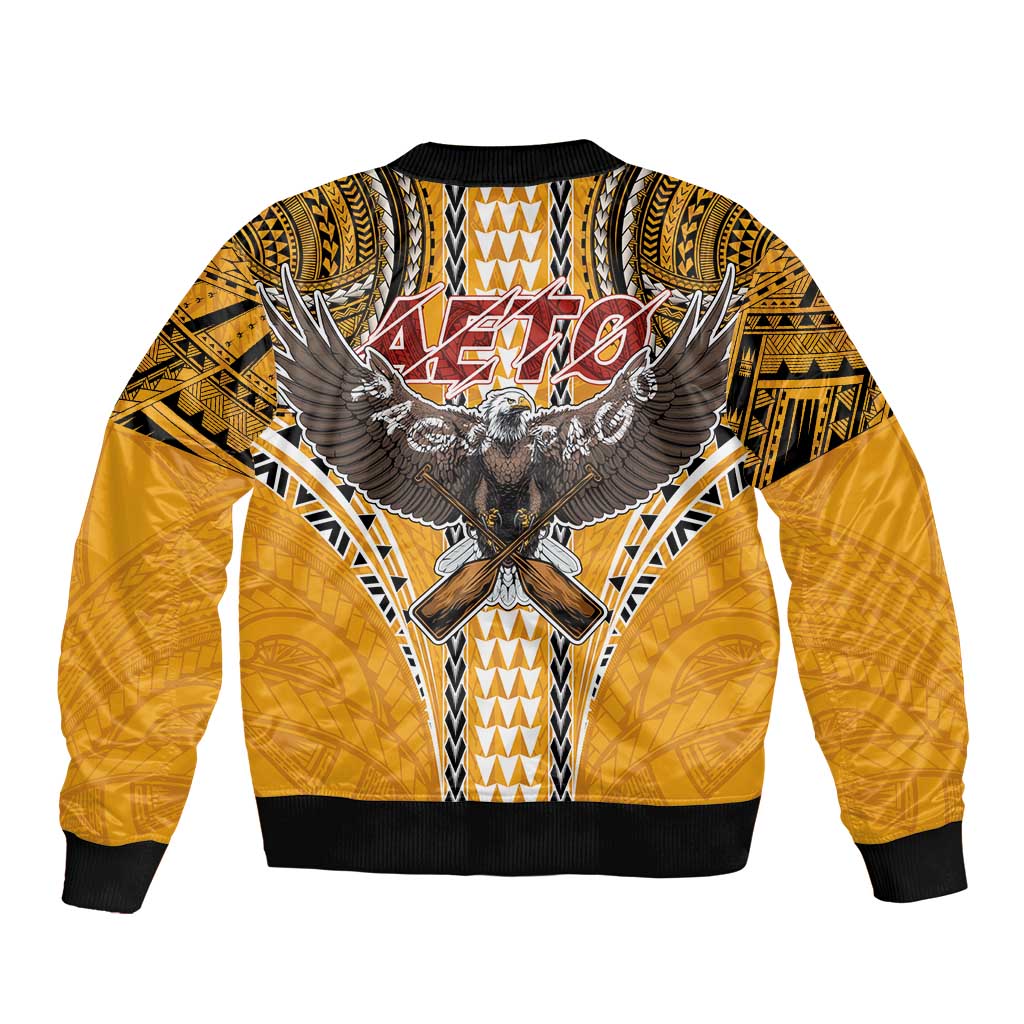 Samoa Pago Pago Aeto Bomber Jacket Bald Eagle with Polynesian Art Tattoos - Polynesian Pride