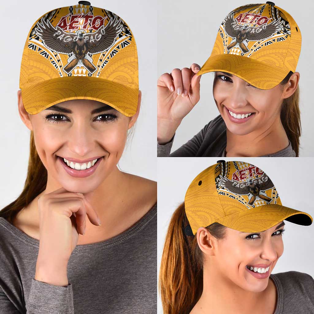 American Samoa Pago Pago Aeto Classic Cap Bald Eagle with Polynesian Art Tattoos - Polynesian Pride
