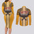 Samoa Pago Pago Aeto Couples Matching Long Sleeve Bodycon Dress and Long Sleeve Button Shirt Bald Eagle with Polynesian Art Tattoos - Polynesian Pride
