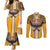 Samoa Pago Pago Aeto Couples Matching Mermaid Dress and Long Sleeve Button Shirt Bald Eagle with Polynesian Art Tattoos - Polynesian Pride
