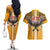 Samoa Pago Pago Aeto Couples Matching Off The Shoulder Long Sleeve Dress and Hawaiian Shirt Bald Eagle with Polynesian Art Tattoos - Polynesian Pride