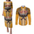 Samoa Pago Pago Aeto Couples Matching Puletasi and Long Sleeve Button Shirt Bald Eagle with Polynesian Art Tattoos - Polynesian Pride