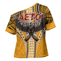 Samoa Pago Pago Aeto Cross Shoulder Shirt Bald Eagle with Polynesian Art Tattoos - Polynesian Pride