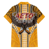 Samoa Pago Pago Aeto Family Matching Long Sleeve Bodycon Dress and Hawaiian Shirt Bald Eagle with Polynesian Art Tattoos - Polynesian Pride