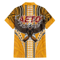 Samoa Pago Pago Aeto Family Matching Short Sleeve Bodycon Dress and Hawaiian Shirt Bald Eagle with Polynesian Art Tattoos - Polynesian Pride