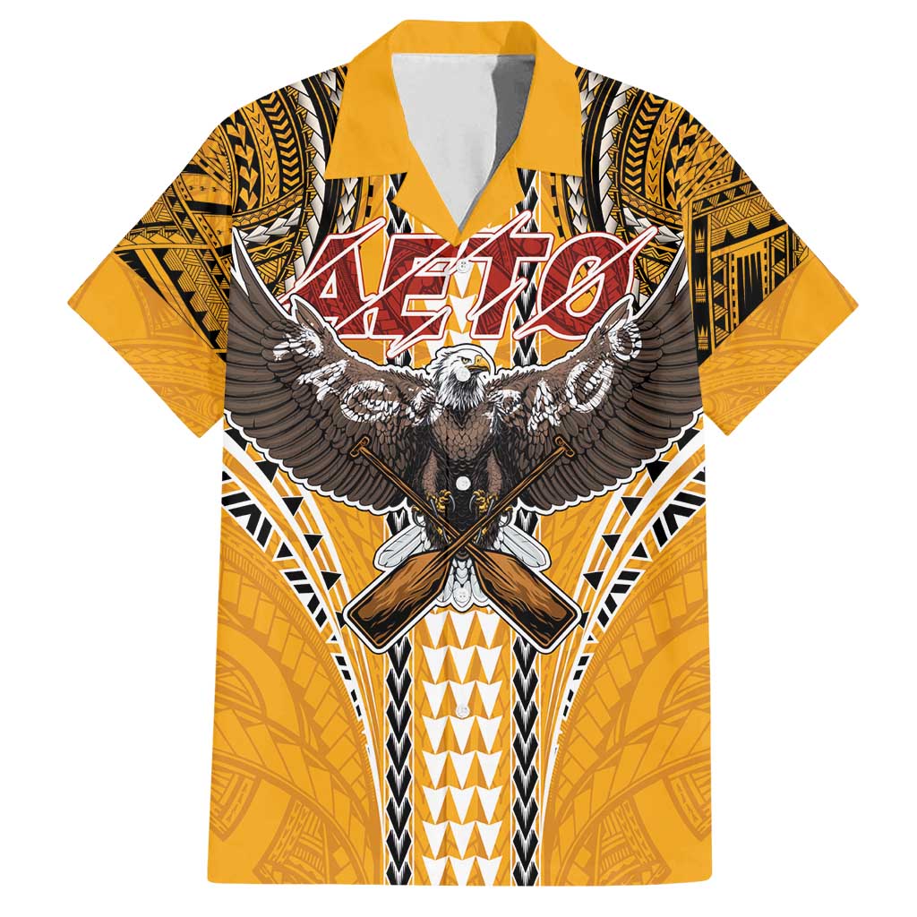 Samoa Pago Pago Aeto Family Matching Tank Maxi Dress and Hawaiian Shirt Bald Eagle with Polynesian Art Tattoos - Polynesian Pride