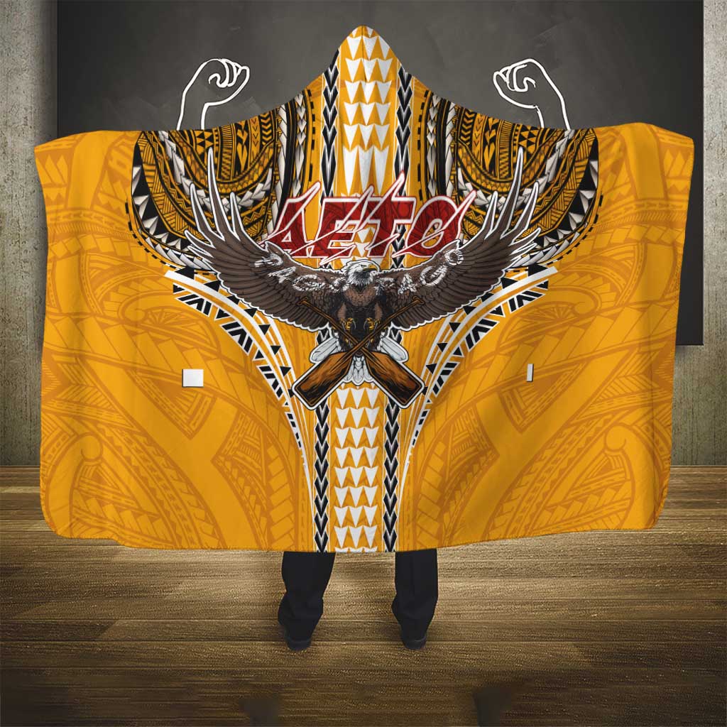 Samoa Pago Pago Aeto Hooded Blanket Bald Eagle with Polynesian Art Tattoos - Polynesian Pride