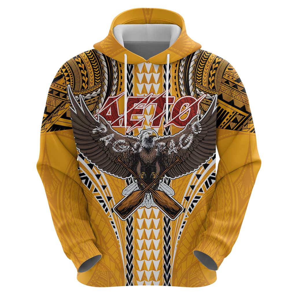 Samoa Pago Pago Aeto Hoodie Bald Eagle with Polynesian Art Tattoos - Polynesian Pride