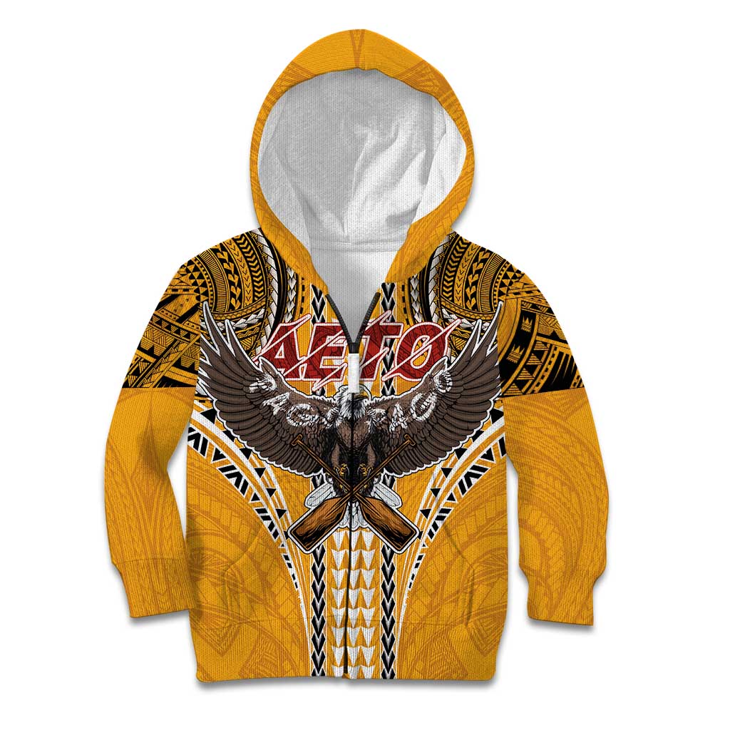 Samoa Pago Pago Aeto Kid Hoodie Bald Eagle with Polynesian Art Tattoos - Polynesian Pride