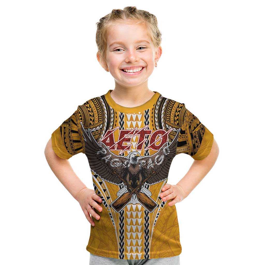 Samoa Pago Pago Aeto Kid T Shirt Bald Eagle with Polynesian Art Tattoos - Polynesian Pride